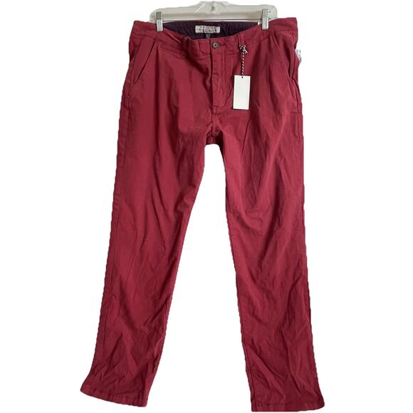 Flag Anthem Khakis Pants Mens 36*34 Red Slim Fit Straight Leg Stretch Flat Front - Picture 1 of 9